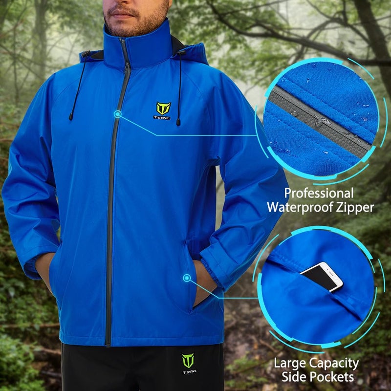 TIDEWE Rain Suit  Waterproof Breathable Lightweight Rainwear (Blue Size L) - Image 4